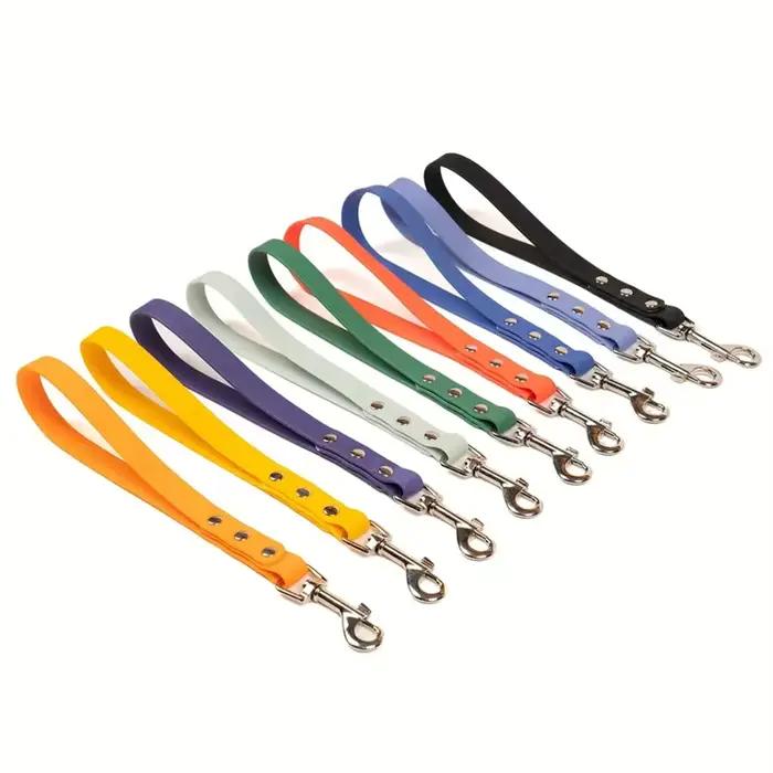 Laisse courte pour chien, poignée de circulation imperméable Biothane de 3/5 pouces de large, laisse