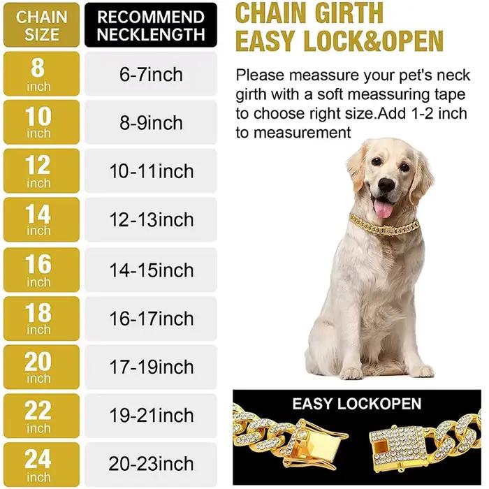 Collier de luxe pour chien, chaîne en diamant scintillant pour animaux de compagnie, pour petits, mo