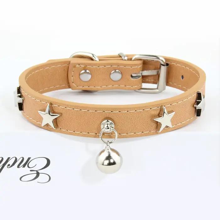 Star RiSALE-Collier en cuir avec clochette pour animal de compagnie