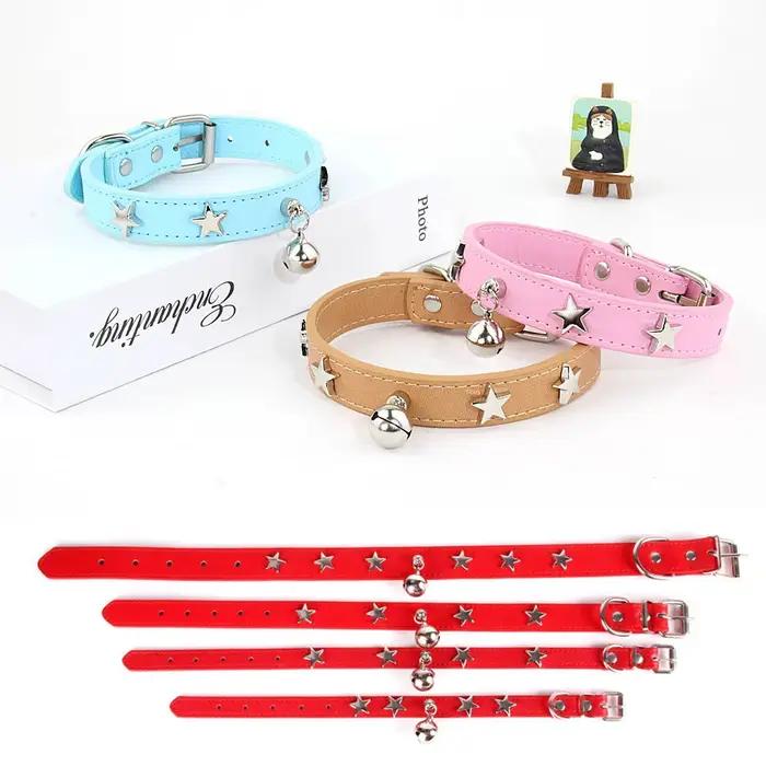 Star RiSALE-Collier en cuir avec clochette pour animal de compagnie