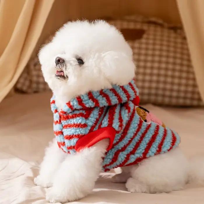 Sweat à capuche pour chien à motif de dessin animé rayé
