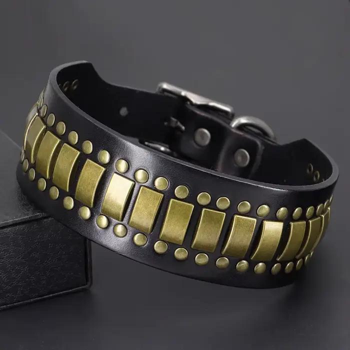 Collier luxueux en cuir véritable pour chien
