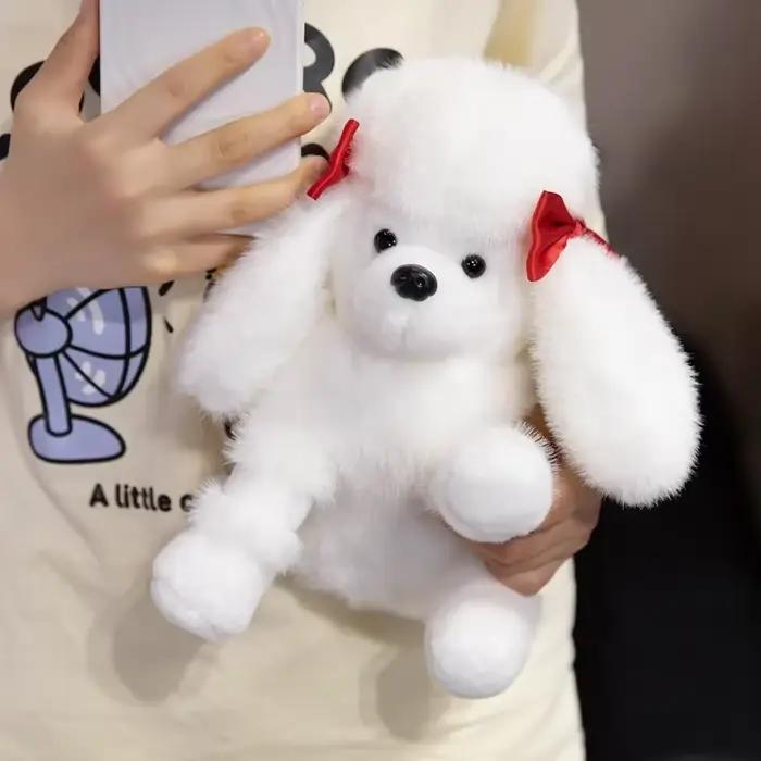 Jouet en peluche réaliste pour chiot caniche assis