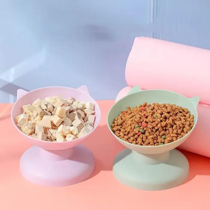 Bol de nourriture pour animaux de compagnie à col haut pour chats et chiens avec protecteur d'inclinaison d'eau plat d'alimentation Anti-basculement