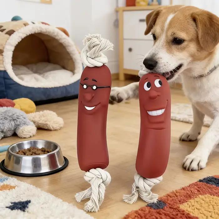 Jouet à mâcher pour chien en forme de saucisse - Résistant aux morsures et difficile à casser