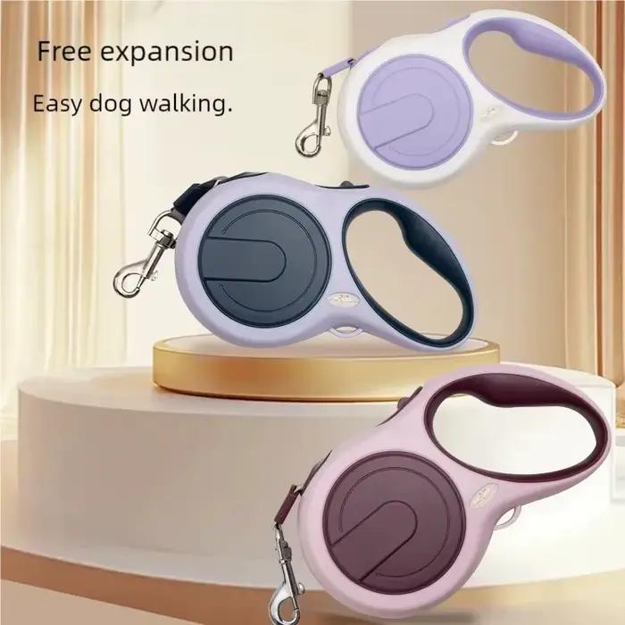 Laisse rétractable pour chien de 5 mètres avec collier à roulettes