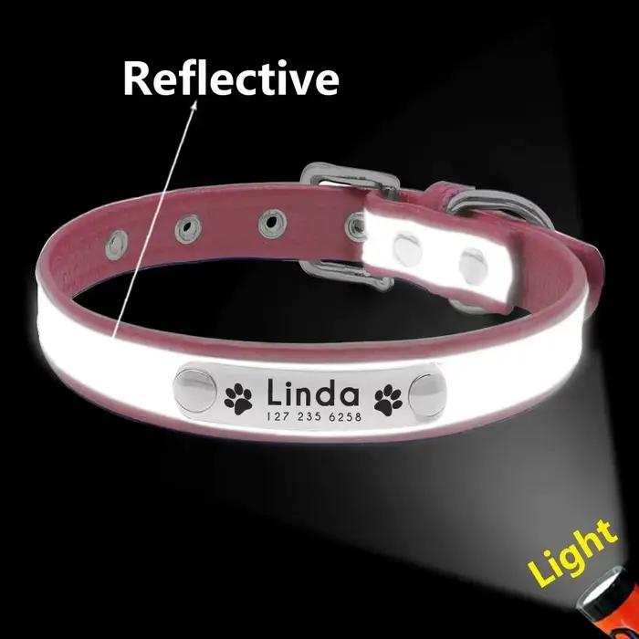 Collier réfléchissant pour animaux de compagnie avec nom personnalisé
