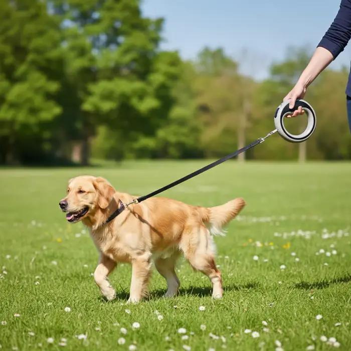 Laisse rétractable pour chien avec poignée en boucle