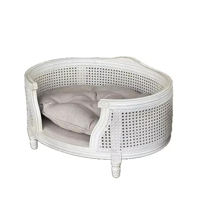 Canapé-lit classique pour chien et chat en bois massif avec coussin