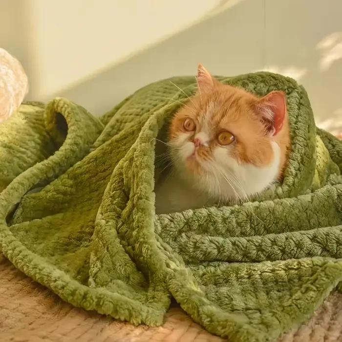 Couverture douce à carreaux pour animaux de compagnie