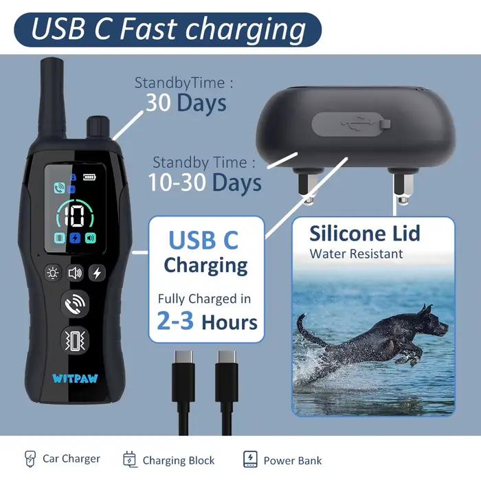 Collier de dressage pour chien 6500 pieds avec télécommande innovante étanche IPX7 avec 4 modes d'entraînement