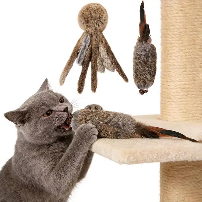 Jouet pour chat en fausse fourrure de lapin
