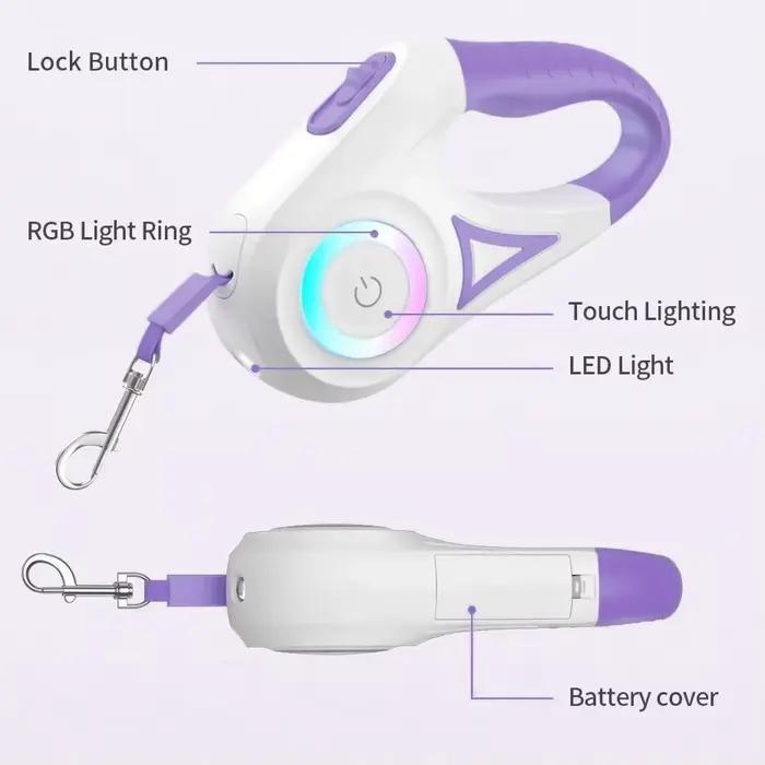 Laisse Rétractable LED avec Lumière pour Chiens