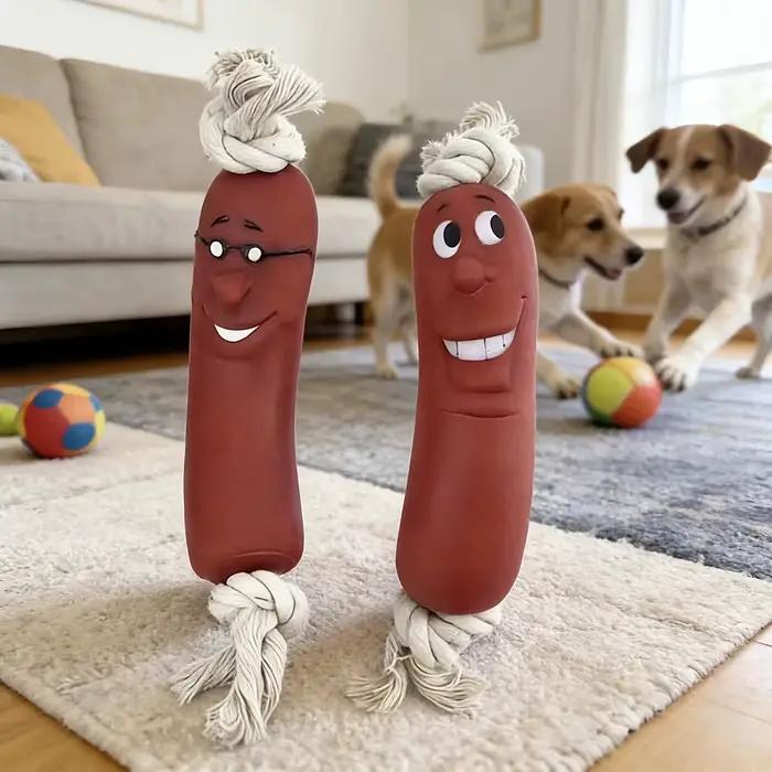 Jouet à mâcher pour chien en forme de saucisse - Résistant aux morsures et difficile à casser