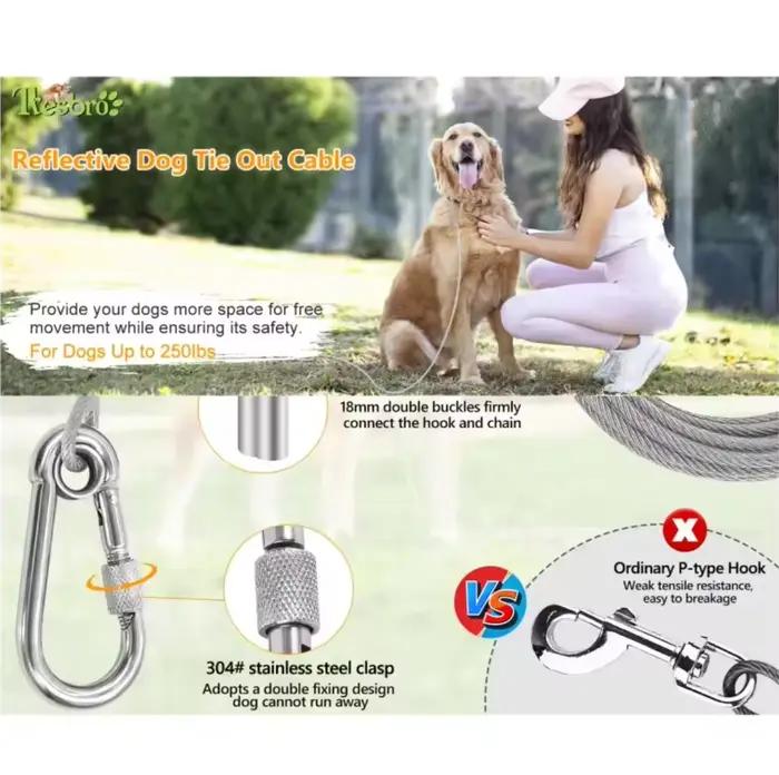 Laisse de câble d'arrimage pour chien à Double tête