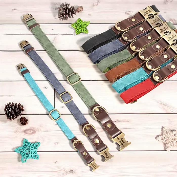 Collier de chien en cuir PU personnalisé gratuit colliers