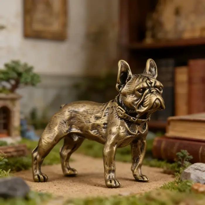 Statue de bouledogue français en laiton