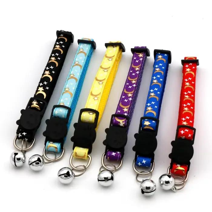 Collier pour chien et chat avec motif étoile et lune dorées
