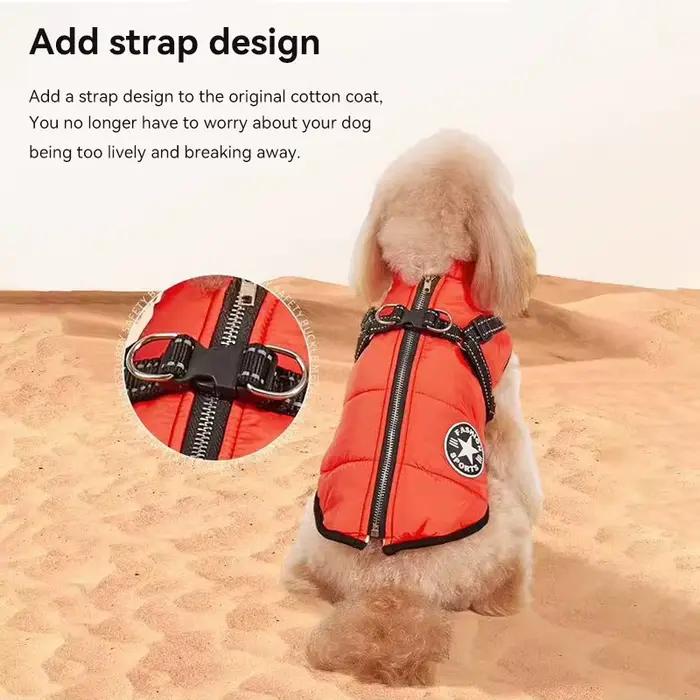 Manteau d'hiver imperméable pour chien avec harnais