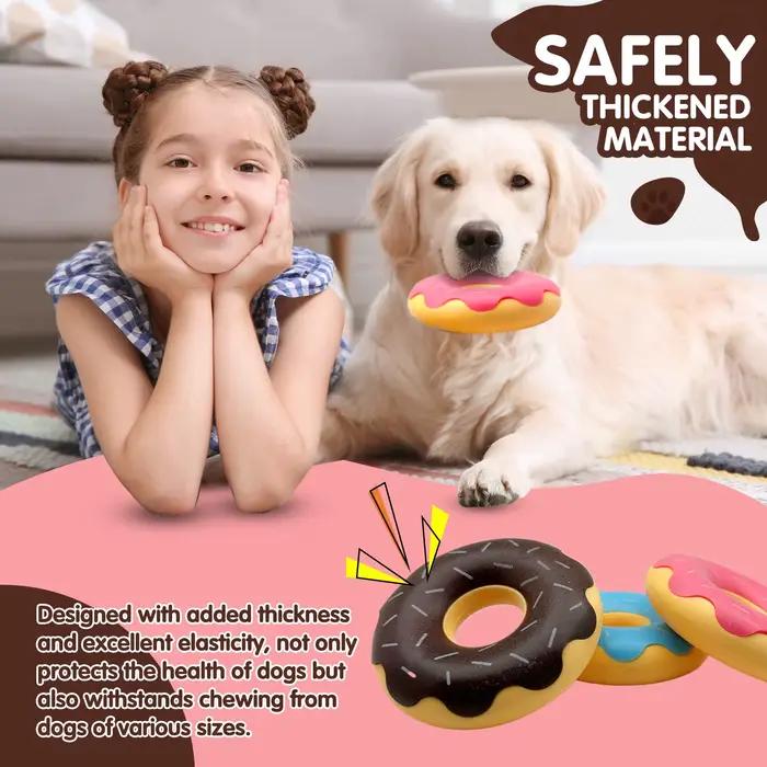 Jouet pour chien en caoutchouc en forme de donut avec fonctions de nettoyage des dents