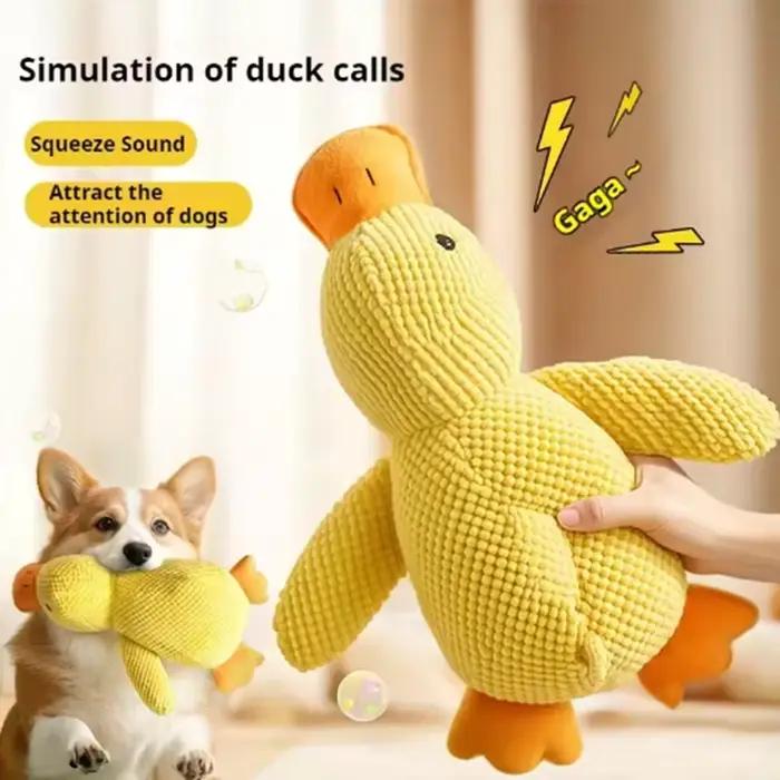 Chien de compagnie dormant avec des jouets de canard pour soulager l'ennui du petit