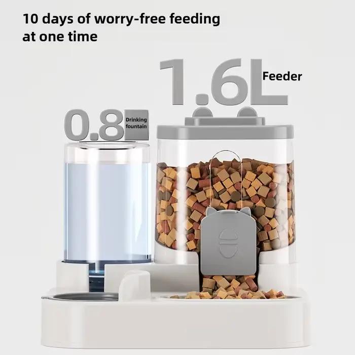 Bol pour chat mangeoire automatique avec conception anti-déversement avec fontaine d'eau distributeur de nourriture