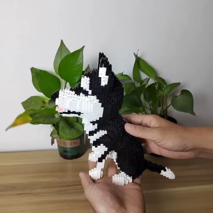 KNEW BUILT Shiba Inu chiens modèle Micro Mini blocs de construction: jouets de loisirs éducatifs pour les cadeaux des amoureux des animaux de compagnie et décor Husky