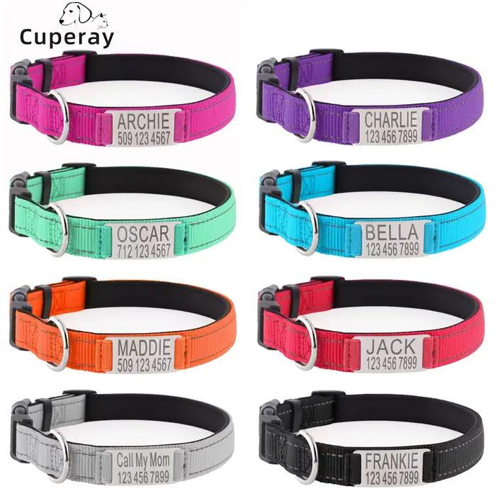 Colliers pour chiens personnalisés - Étiquettes d'identification gravées sur mesure avec matériau réfléchissant