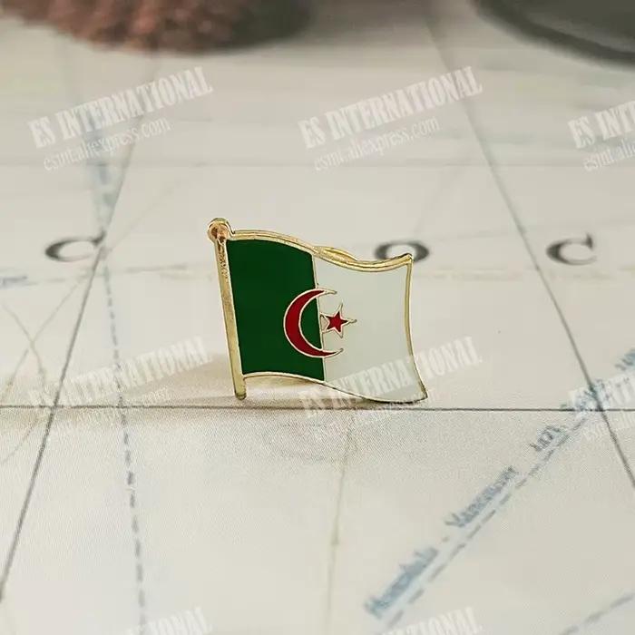 Algérie drapeau National cristal époxy métal émail Badge broche Collection Souvenir cadeaux épinglettes accessoires taille 1.6*1.9 cm
