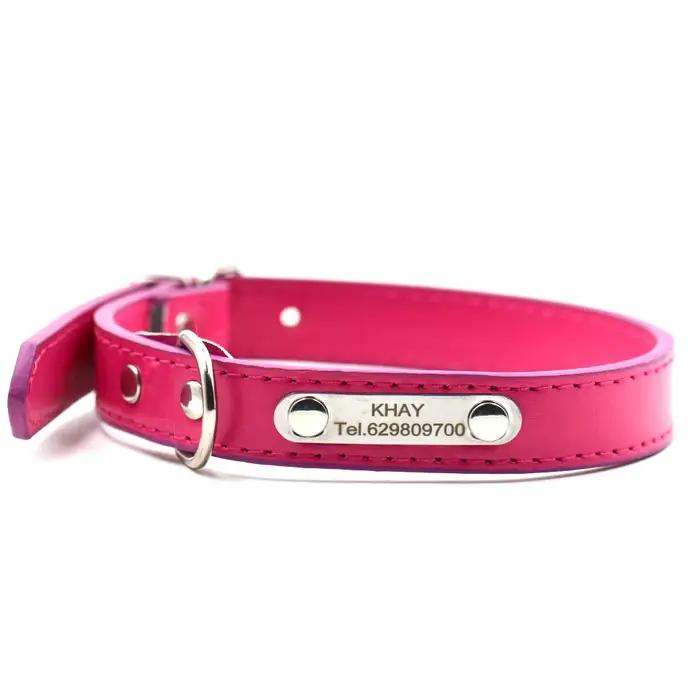Collier de chien en cuir avec gravure gratuite