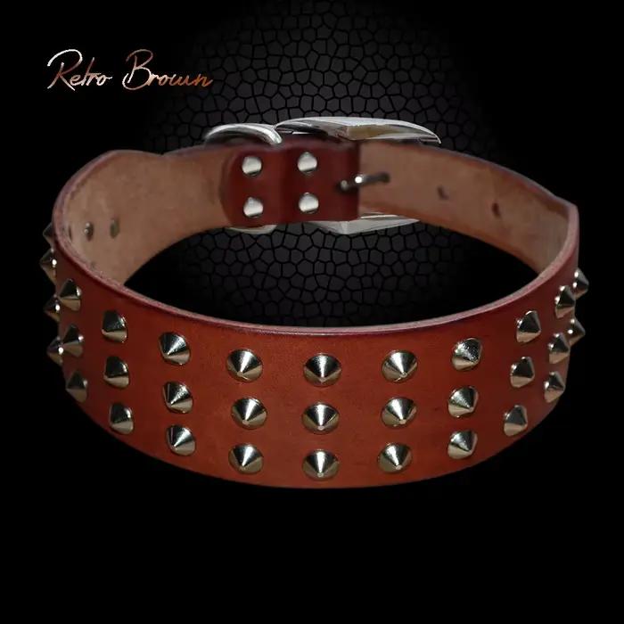 Collier de chien en cuir véritable pour grands chiens