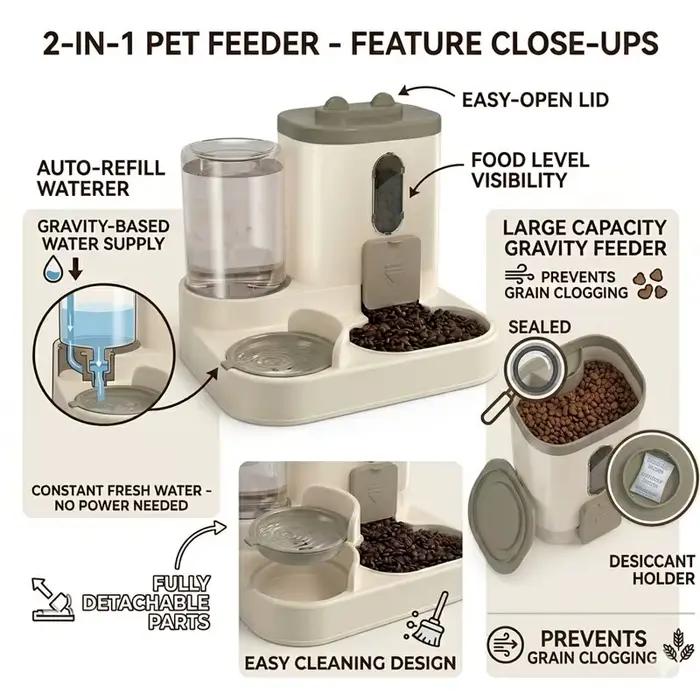 Distributeur automatique 2-en-1 pour animaux de compagnie