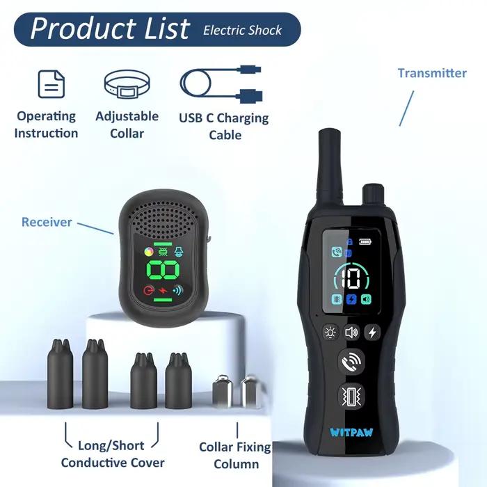Collier de dressage pour chien 6500 pieds avec télécommande innovante étanche IPX7 avec 4 modes d'entraînement