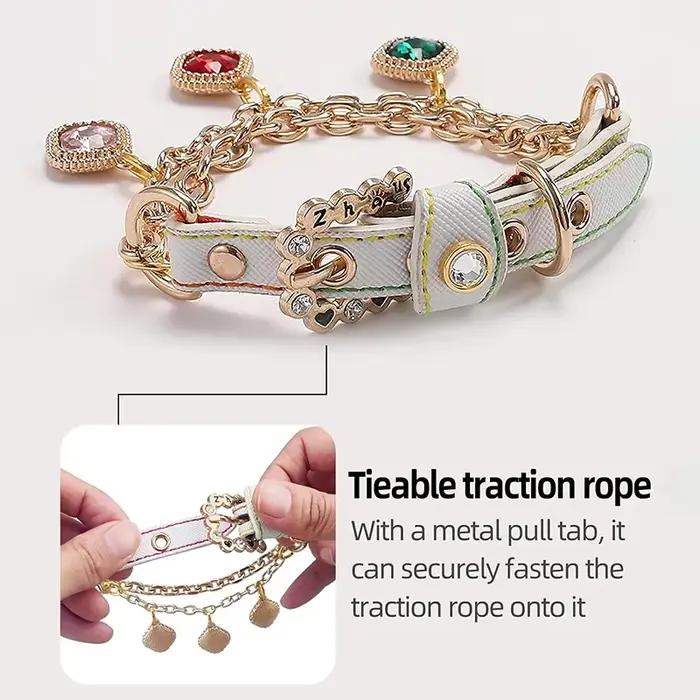 Collier réglable avec pendentif en diamant pour animaux de compagnie