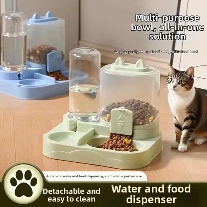 Distributeur automatique de nourriture pour animaux de compagnie grande capacité 2-en-1