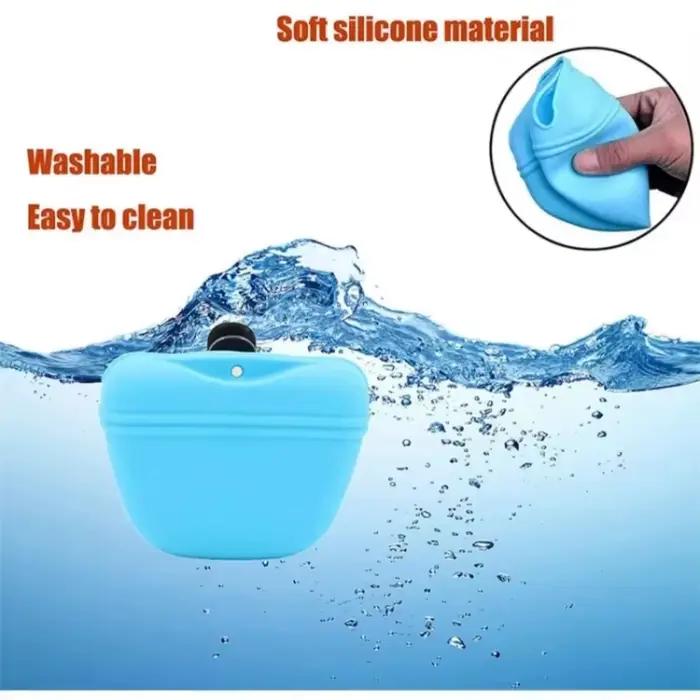 Sac de formation pour chien portable en silicone de qualité alimentaire avec sac de friandises et distributeur de nourriture – Pratique et facile à utiliser