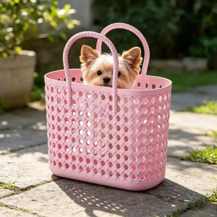 Sac de transport portable en plastique pour animaux de compagnie