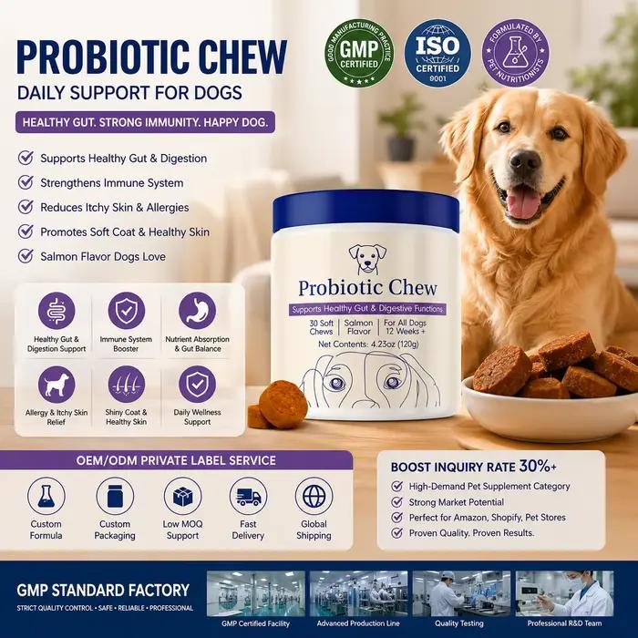 Friandises à mâcher probiotiques pour chiens PETJOYCN 120g