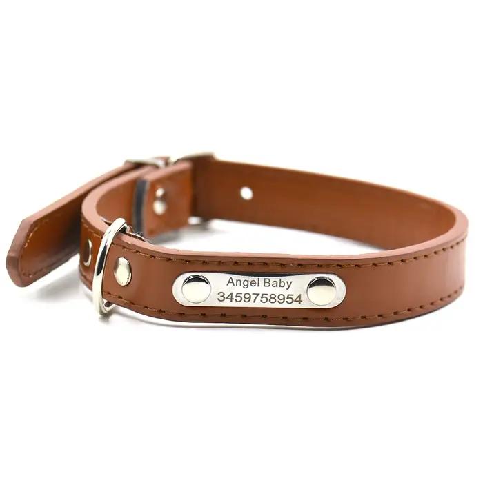 Collier de chien en cuir avec gravure gratuite
