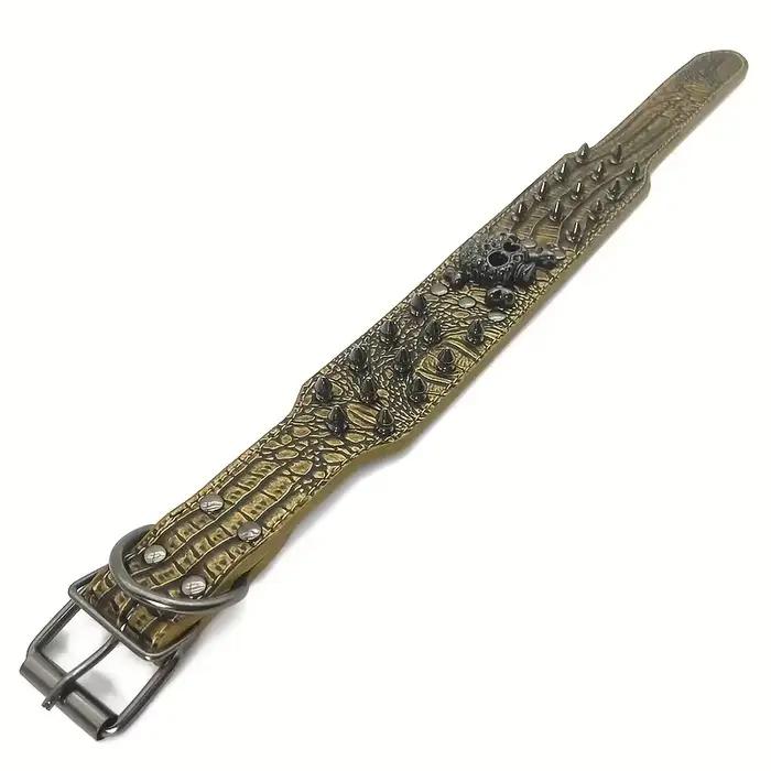 Collier pour chien en cuir clouté avec laisse