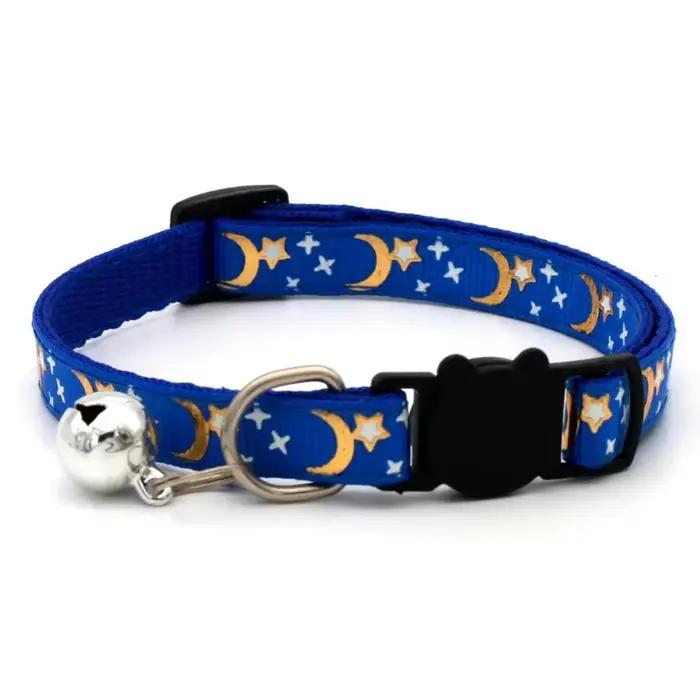 Collier pour chien et chat avec motif étoile et lune dorées