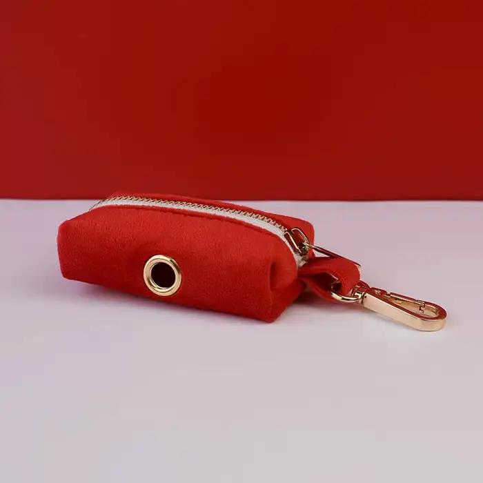 Ensemble collier et laisse pour chien en velours rouge