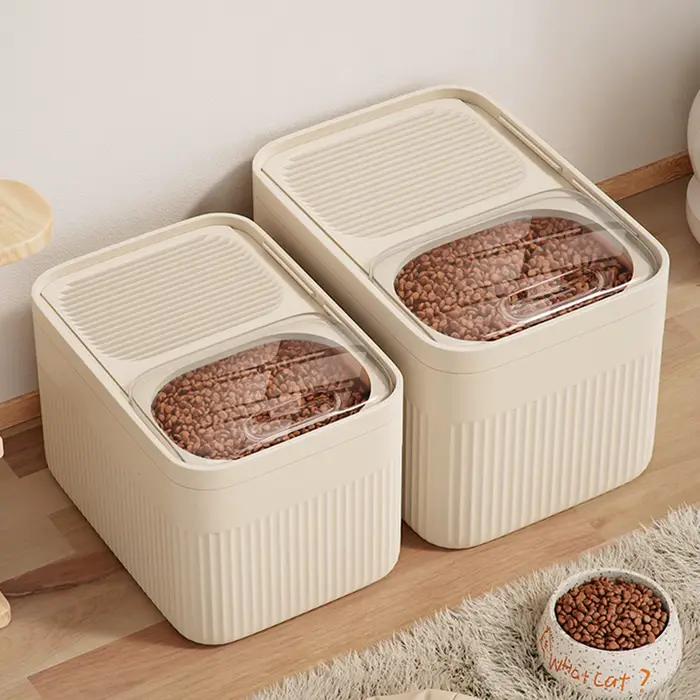 Conteneur de rangement d'aliments pour chiens 5/10 / 15L grande capacité transparente Boîte de nourriture pour animaux