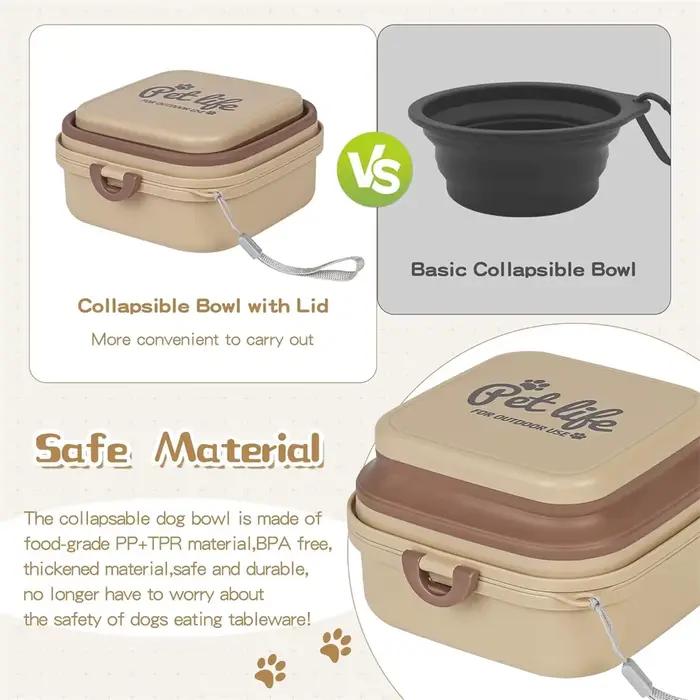 Ensemble de deux bols portables pour chien - Bol d'alimentation pliable pour animaux de compagnie pour une utilisation