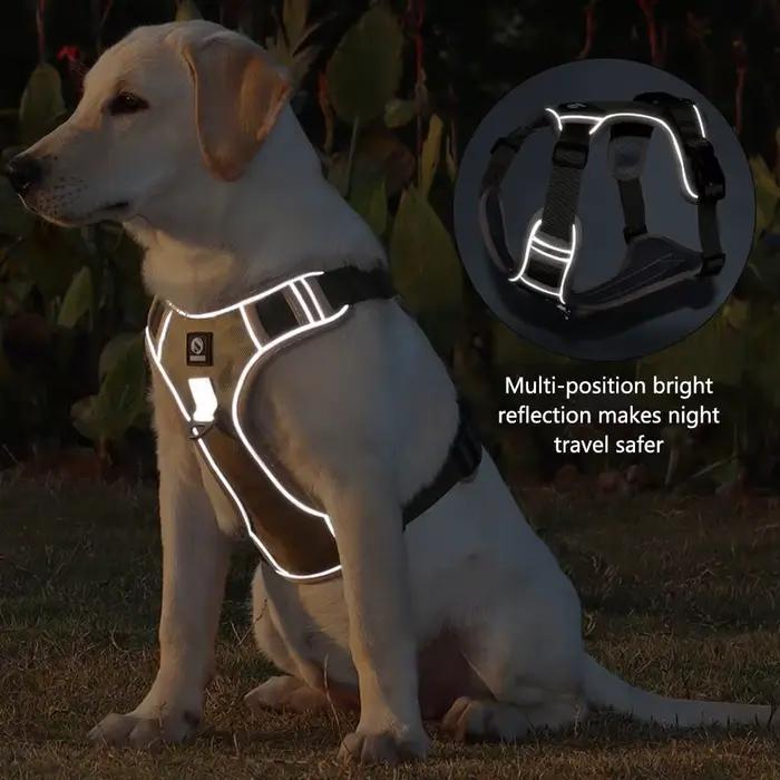 Harnais pour chien collier pour animaux de compagnie Labrador armée réfléchissant réglable