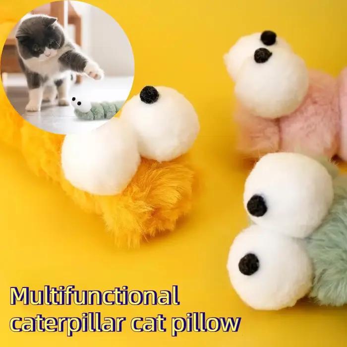 Jouet peluche souple en forme de chenille à la catnip pour chatons – Bâton à mâcher interactif pour le nettoyage des dents et le soulagement de l'anxiété – Accessoire de jeu à domicile