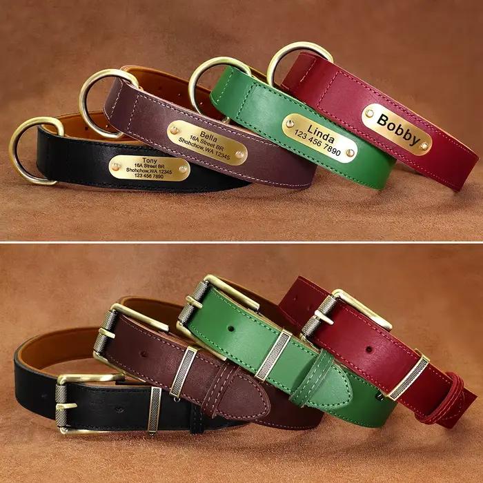 Collier de chien personnalisé en cuir véritable