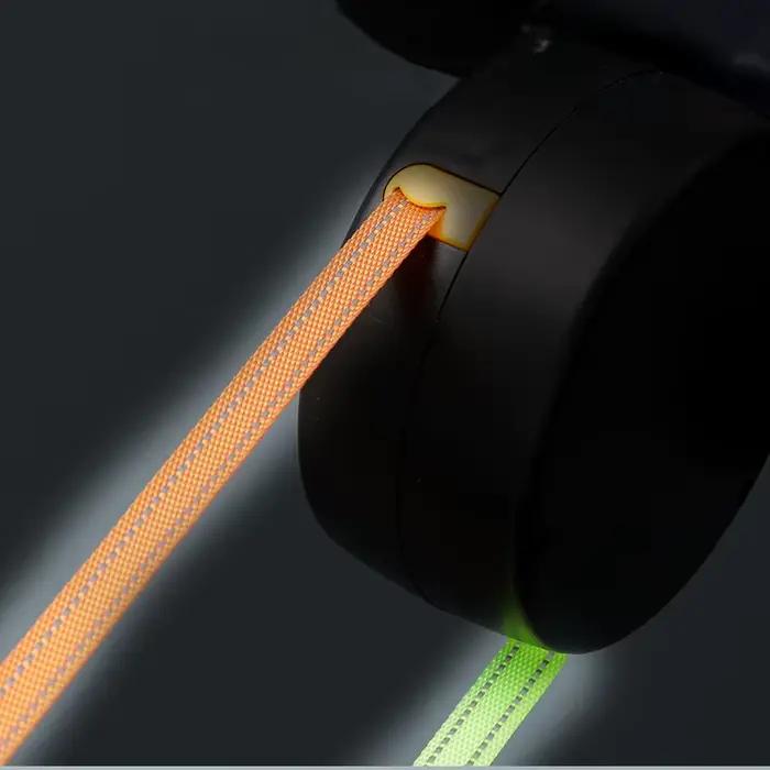 Laisse rétractable double pour chien avec lumière LED
