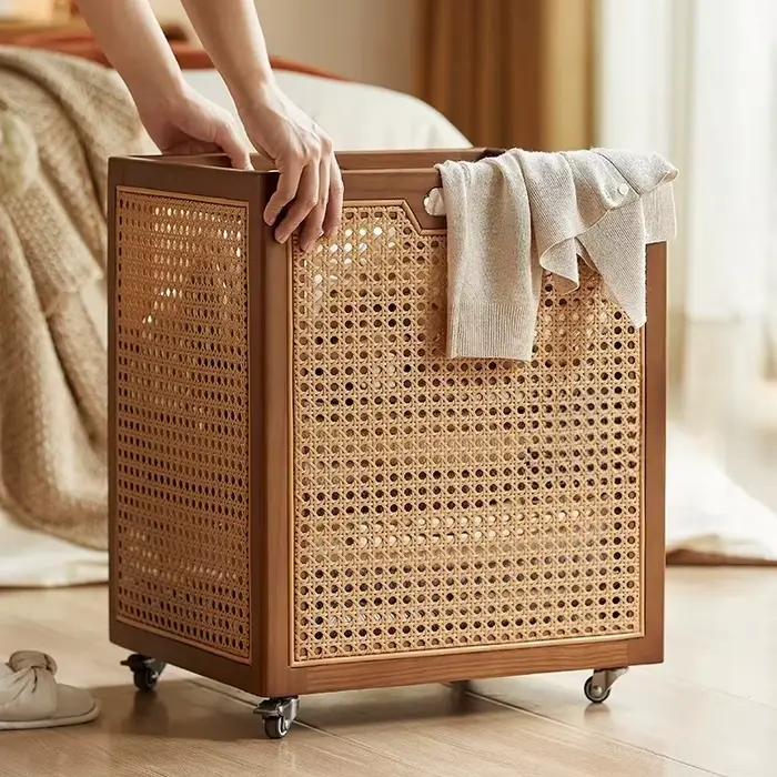 Panier de rangement rectangulaire en rotin de luxe