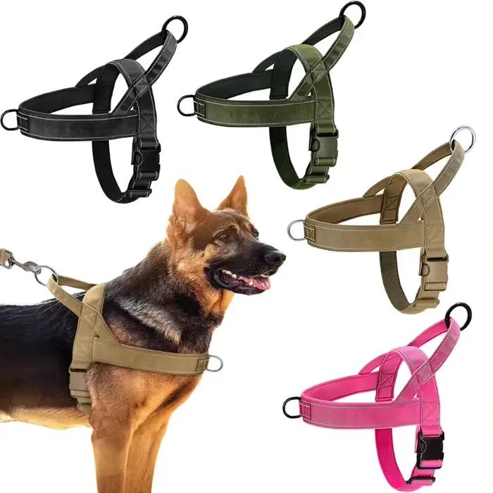 Harnais tactique anti-traction pour chien - Nylon 1000D réglable pour grands chiens